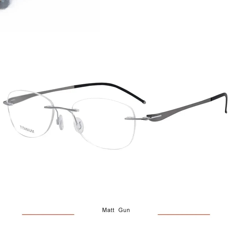 Unisex Oval Rimless Titanium Screwless Prescription Glasses 5003 — view 9 | Rx Spectacle