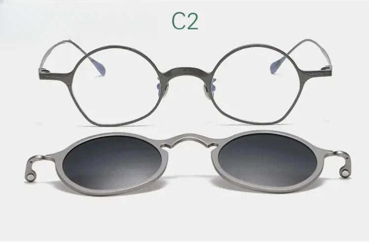 Unisex Irregular Full Rim Titanium Clip-On Prescription Glasses 148583 — view 4 | Rx Spectacle