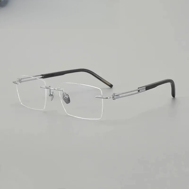 Men's Square Rimless Titanium Prescription Glasses 611150 — view 4 | Rx Spectacle