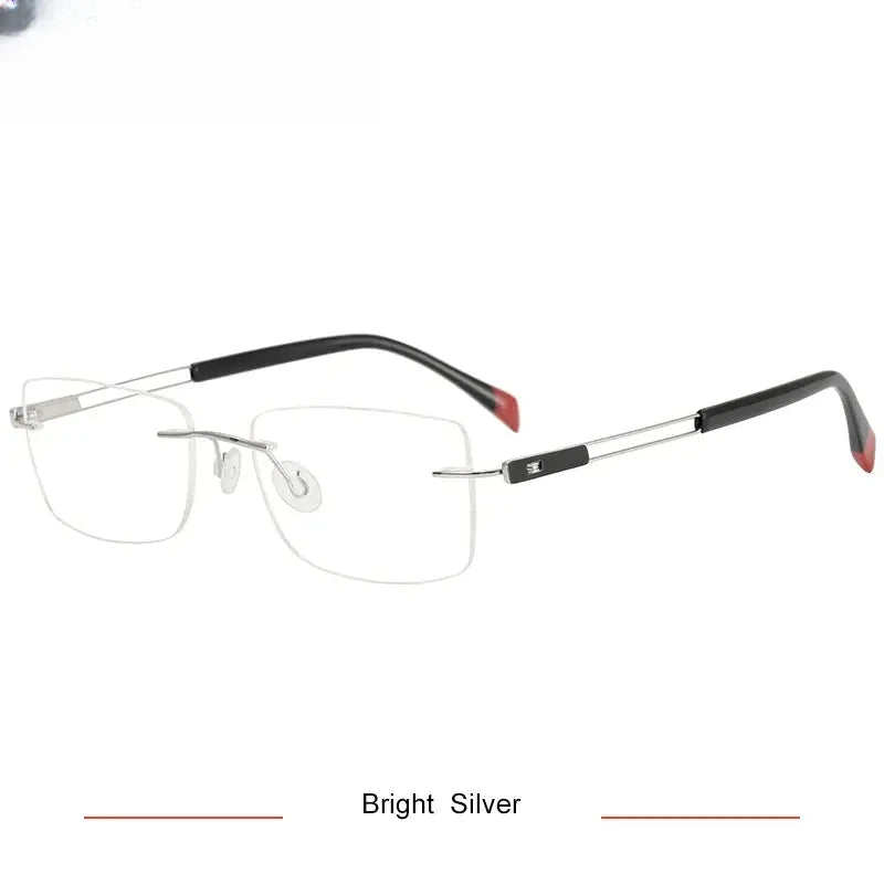 Women's Square Rimless Titanium Screwless Prescription Glasses 315006 — view 4 | Rx Spectacle