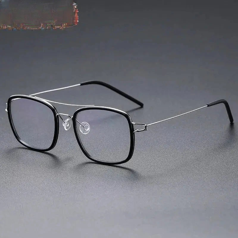Unisex Square Full Rim Titanium Double Bridge Prescription Glasses 138185 — view 8 | Rx Spectacle