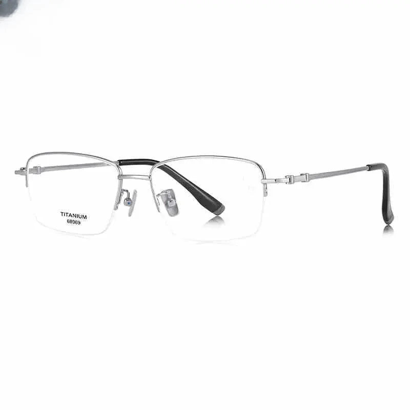 Unisex Square Semi-Rimless Titanium Prescription Glasses 468969 — view 4 | Rx Spectacle