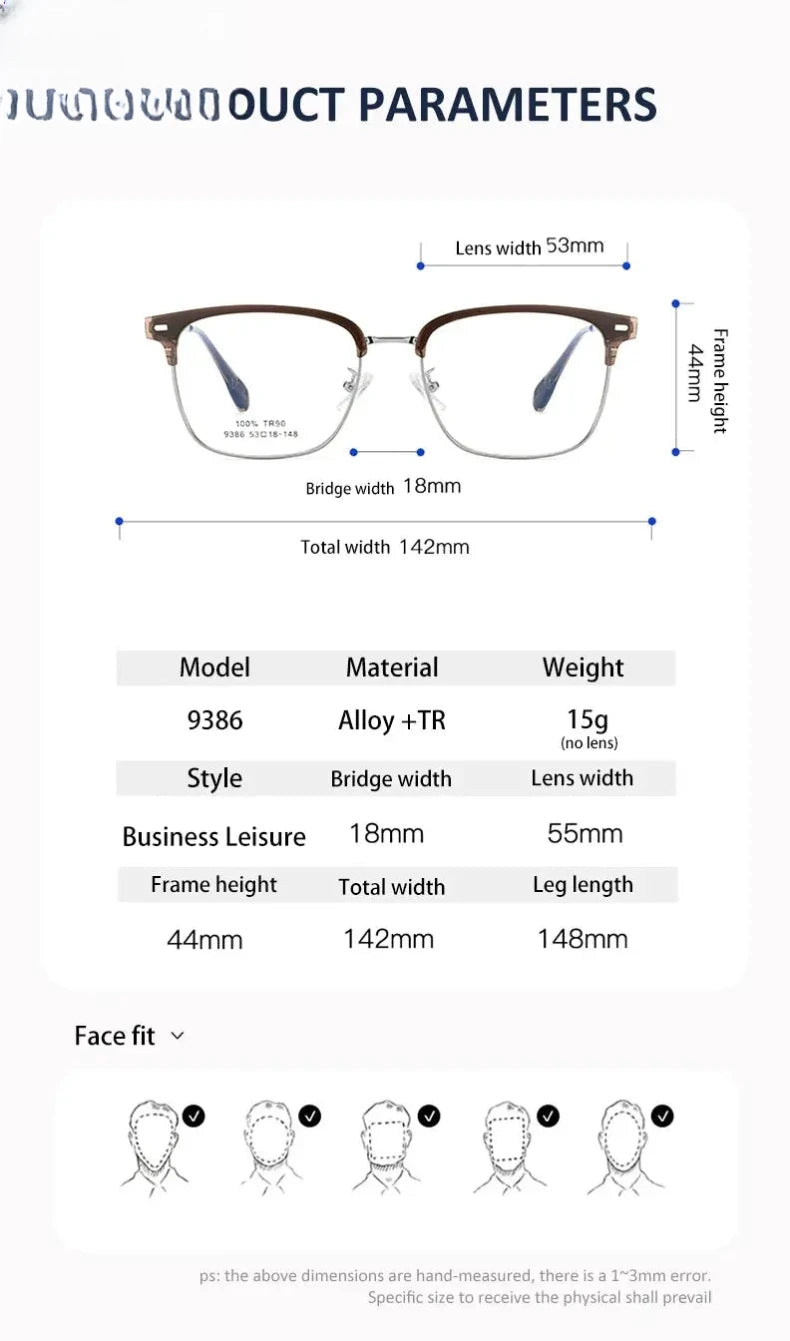 Unisex Square Full Rim TR90 Reading Glasses 9386 — view 2 | Rx Spectacle