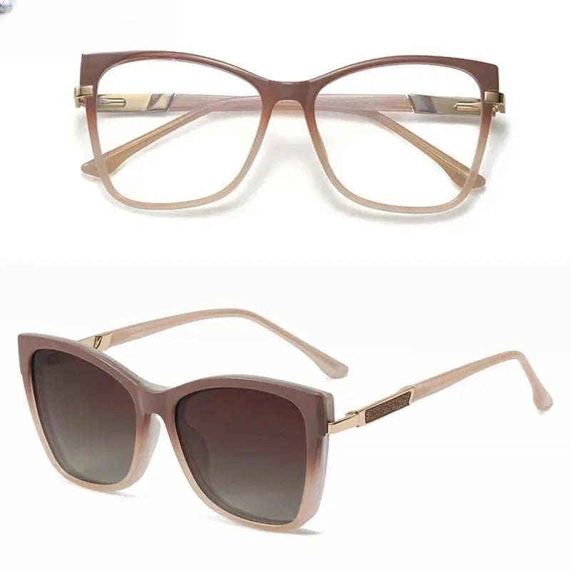 Women's Cat Eye Full Rim Titanium Clip-On Reading Glasses 860032 — view 4 | Rx Spectacle