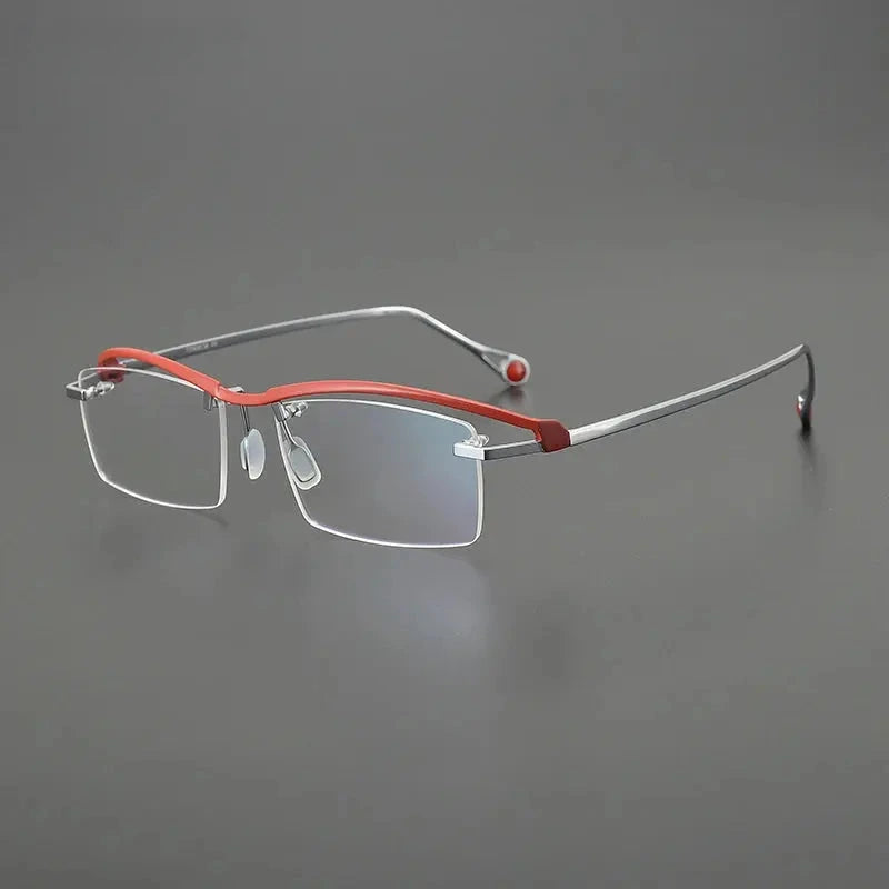 Unisex Browline Semi-Rimless Titanium Prescription Glasses G1525 — view 1 | Rx Spectacle