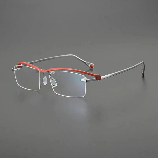 Unisex Browline Semi-Rimless Titanium Prescription Glasses G1525 — view 1 | Rx Spectacle