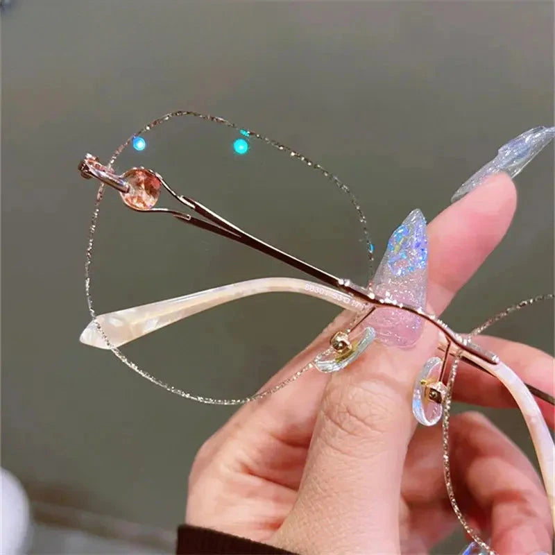 Women's Oval Rimless Titanium Prescription Glasses 3017 — view 2 | Rx Spectacle