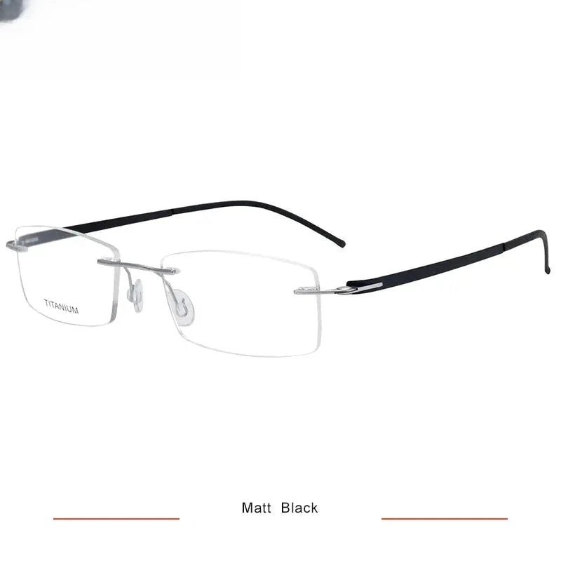Unisex Square Rimless Titanium Screwless Prescription Glasses 5001 — view 6 | Rx Spectacle