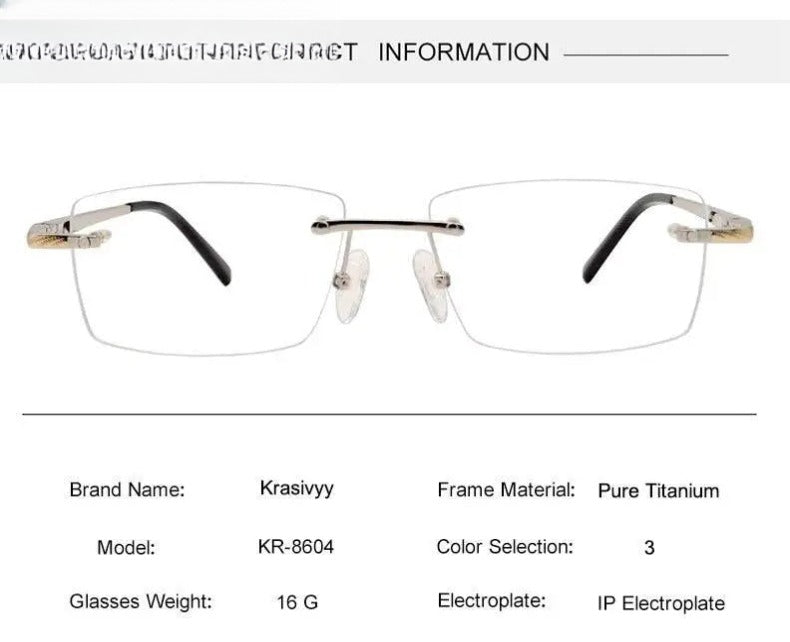 Unisex Square Rimless Titanium Prescription Glasses Kr8604 — view 9 | Rx Spectacle