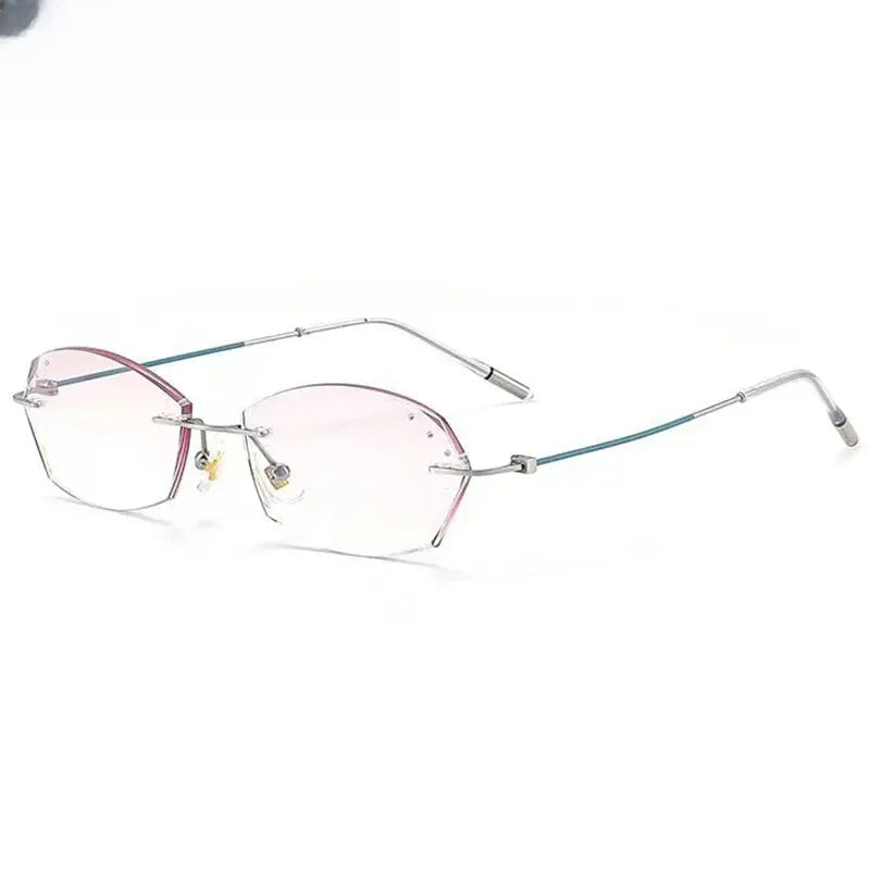 Women's Oval Rimless Titanium Prescription Glasses 89834 — view 3 | Rx Spectacle