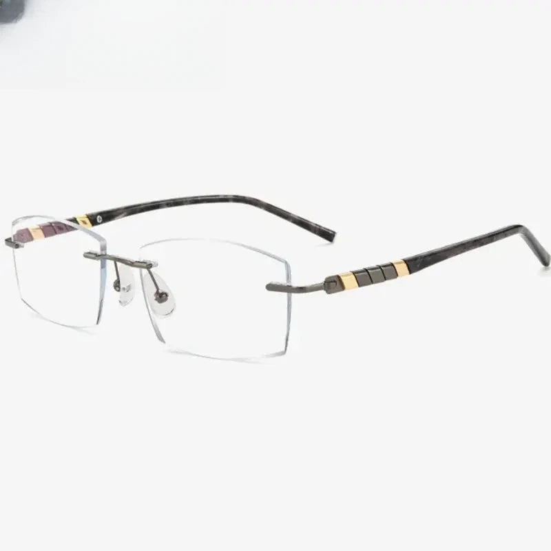 Men's Square Rimless Titanium Prescription Glasses 76008 — view 3 | Rx Spectacle