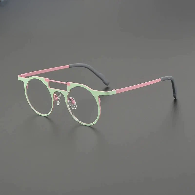 Women's Round Full Rim Titanium Double Bridge Prescription Glasses G85855 — view 5 | Rx Spectacle