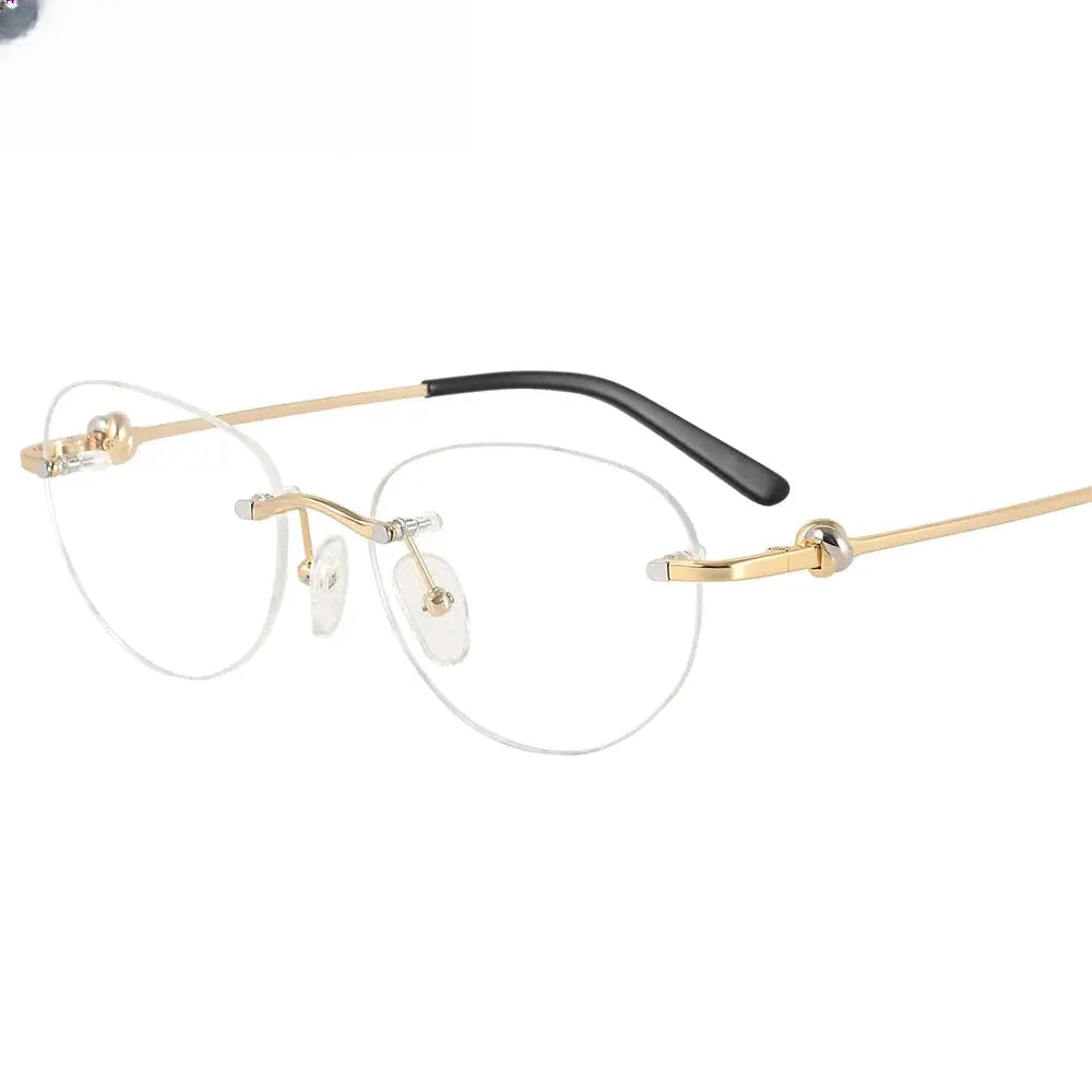 Women's Oval Rimless Titanium Prescription Glasses 420224 — view 1 | Rx Spectacle
