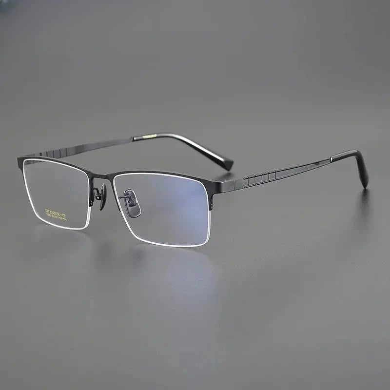 Men's Square Semi-Rimless Titanium Oversized Prescription Glasses 91058 — view 1 | Rx Spectacle