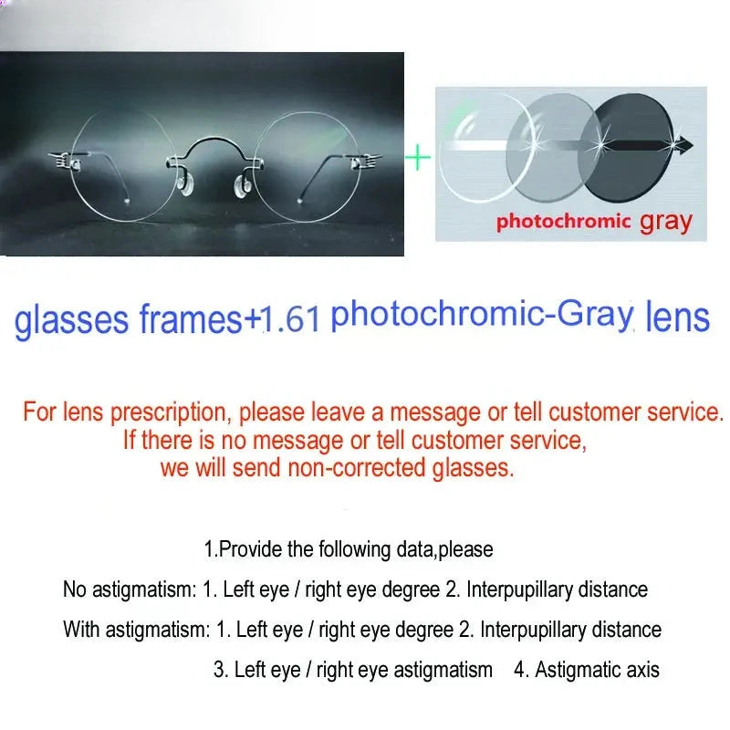 Unisex Round Rimless Stainless Steel Screwless Prescription Glasses 4040 — view 6 | Rx Spectacle