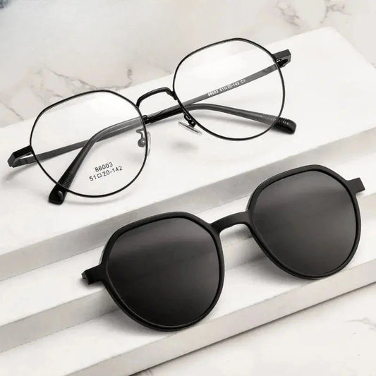 Women's Round Full Rim Alloy Flat Top Clip-On Prescription Glasses 8603 — view 1 | Rx Spectacle