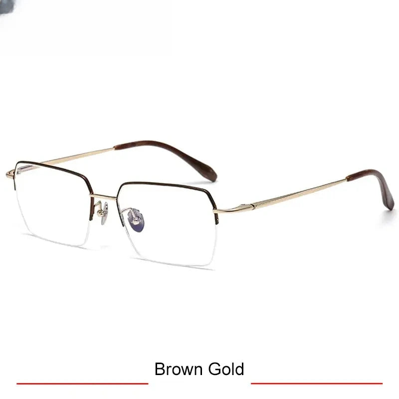 Men's Square Semi-Rimless Titanium Prescription Glasses 316889 — view 4 | Rx Spectacle