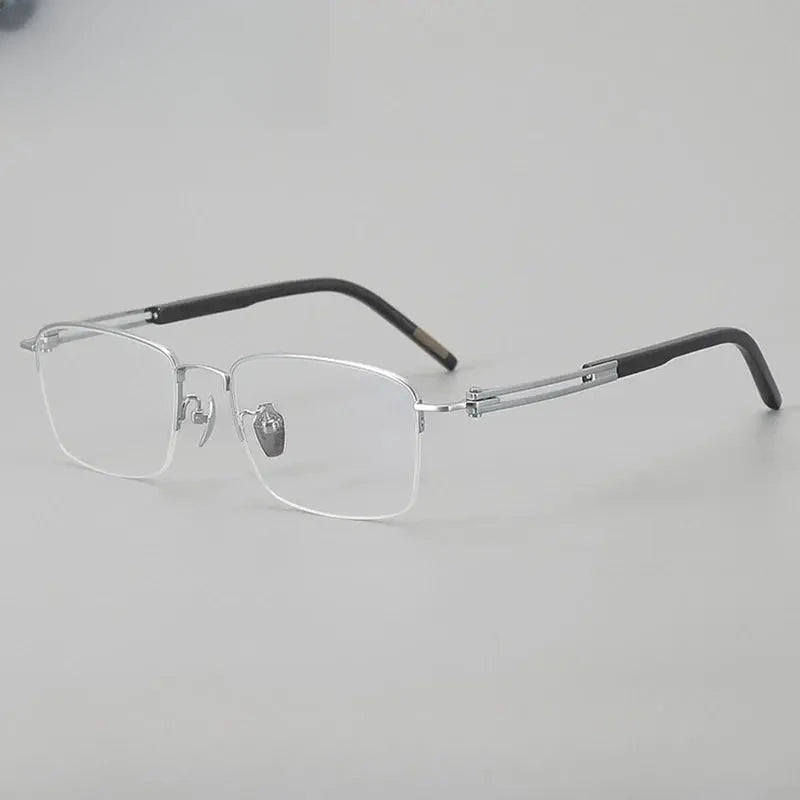 Men's Square Semi-Rimless Titanium Oversized Prescription Glasses 401008 — view 3 | Rx Spectacle
