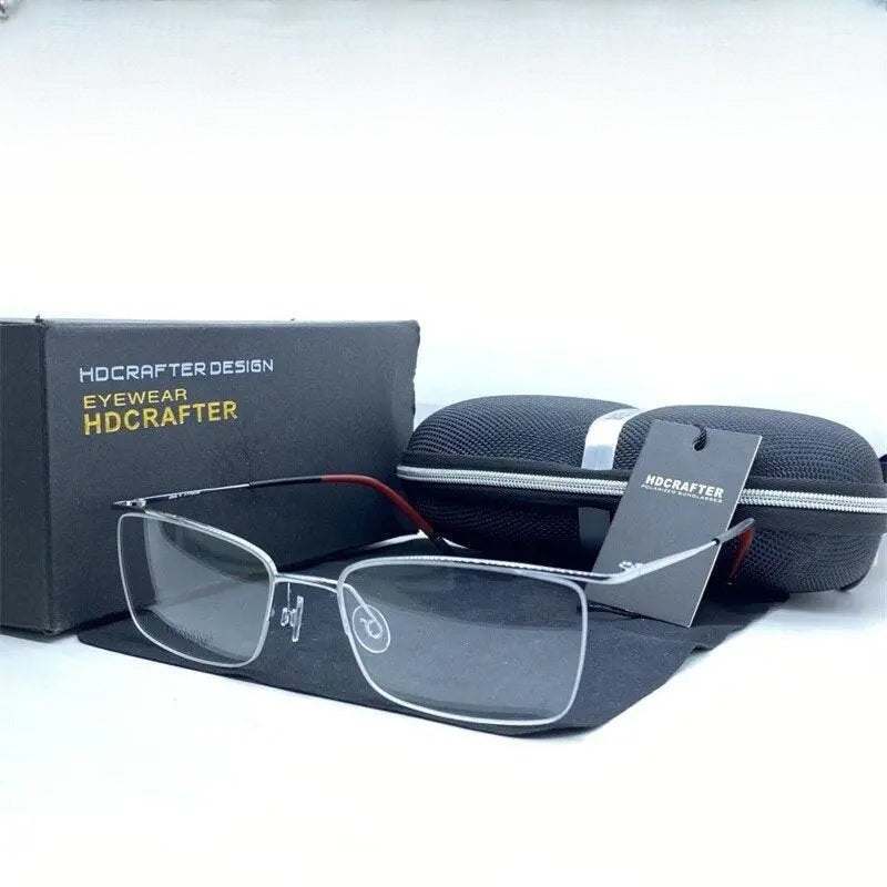 Men's Square Semi-Rimless Titanium Prescription Glasses 5502 — view 1 | Rx Spectacle
