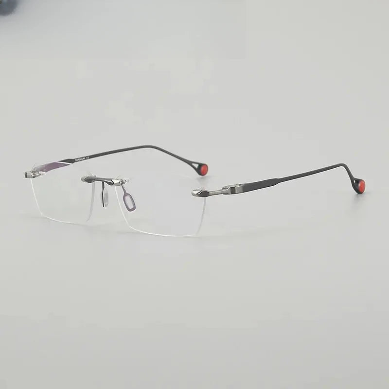 Unisex Polygon Rimless Titanium Prescription Glasses 611307 — view 3 | Rx Spectacle