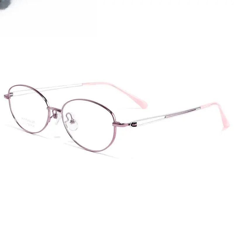 Women's Oval Full Rim Titanium Screwless Prescription Glasses 46110 — view 8 | Rx Spectacle