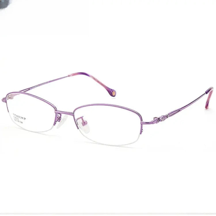 Women's Oval Semi-Rimless Titanium Prescription Glasses 48110 — view 4 | Rx Spectacle