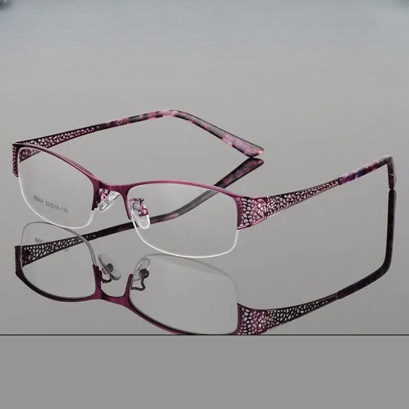 Women's Rectangular Semi-Rimless Alloy Prescription Glasses 99001 — view 1 | Rx Spectacle