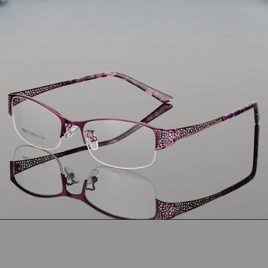Women's Rectangular Semi-Rimless Alloy Prescription Glasses 99001 — view 1 | Rx Spectacle