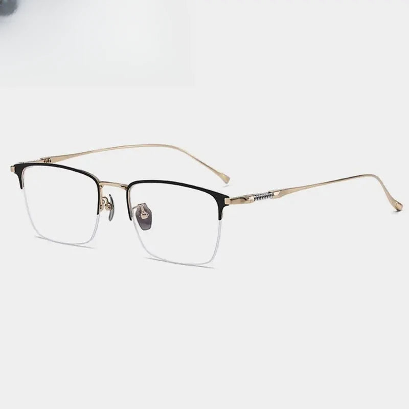 Men's Square Semi-Rimless Titanium Oversized Prescription Glasses 969011 — view 3 | Rx Spectacle