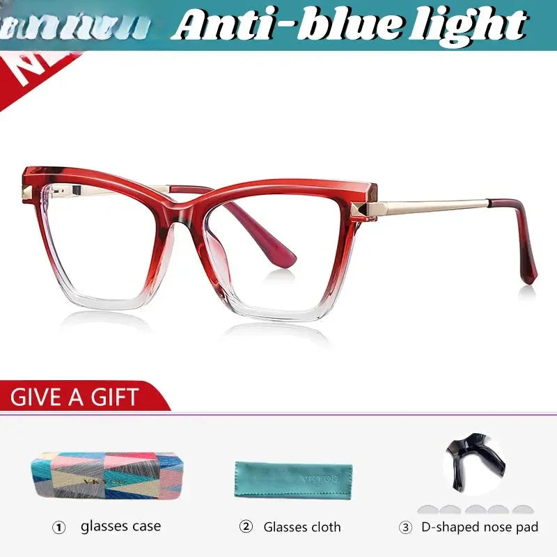 Women's Cat Eye Full Rim Titanium Reading Glasses 67245 — view 3 | Rx Spectacle