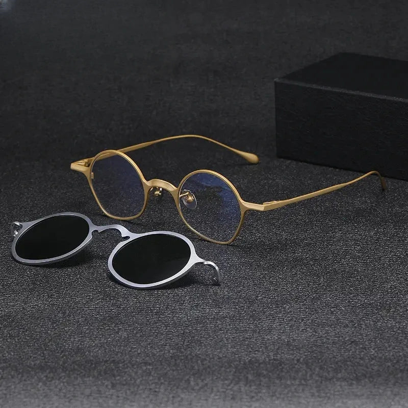Unisex Round Full Rim Titanium Clip-On Prescription Glasses 1485 — view 2 | Rx Spectacle