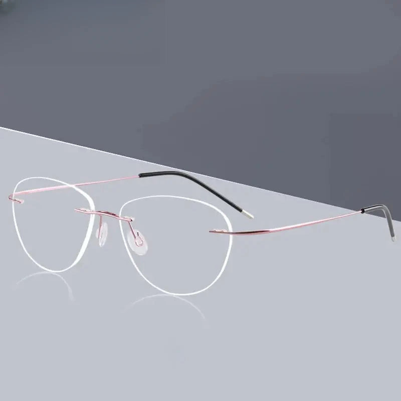 Women's Cat Eye Rimless Titanium Prescription Glasses 871003 — view 1 | Rx Spectacle
