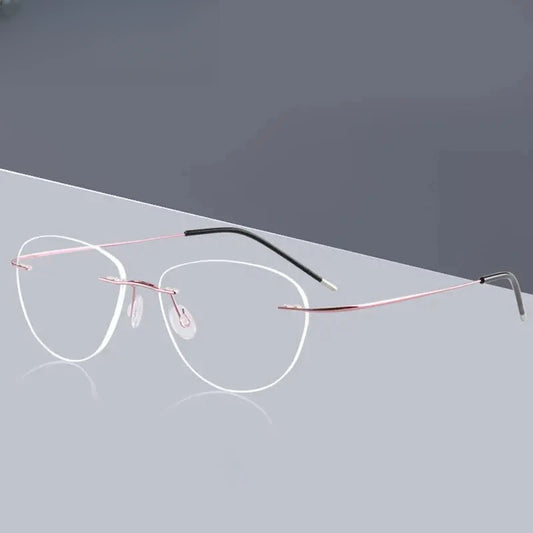 Women's Cat Eye Rimless Titanium Prescription Glasses 871003 — view 1 | Rx Spectacle