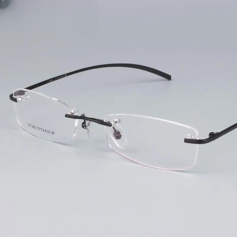 Unisex Square Rimless Titanium Prescription Glasses 1028 — view 5 | Rx Spectacle