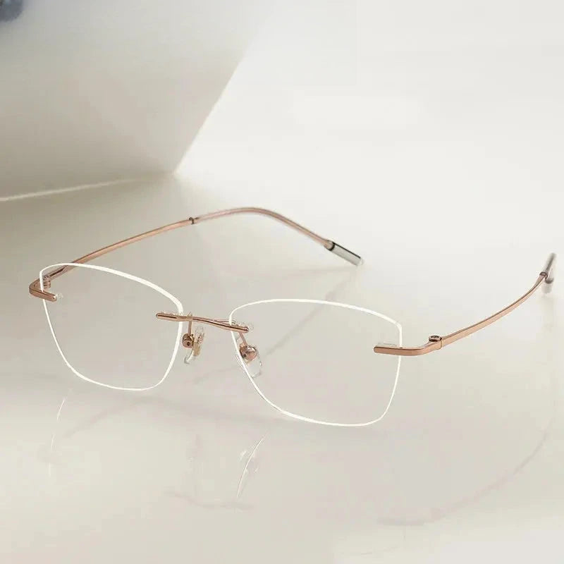 Women's Polygon Rimless Titanium Prescription Glasses 10227 — view 1 | Rx Spectacle