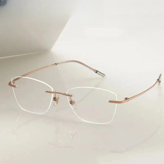 Women's Polygon Rimless Titanium Prescription Glasses 10227 — view 1 | Rx Spectacle