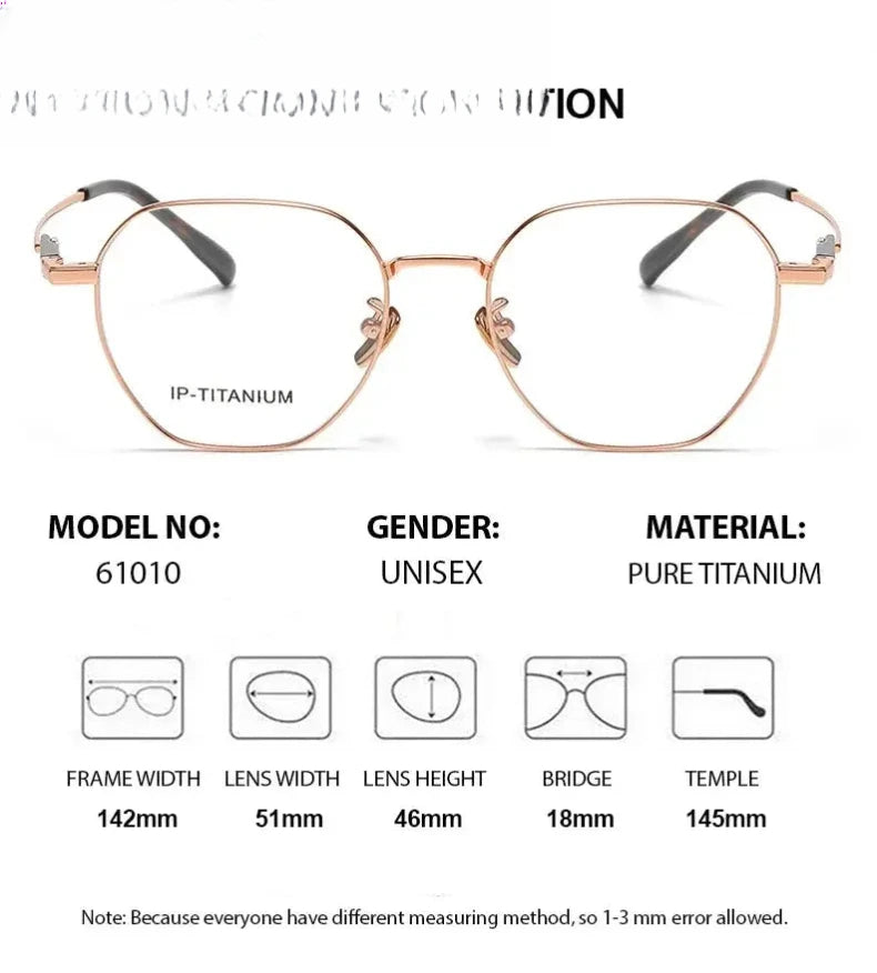 Unisex Polygon Full Rim Titanium Flat Top Prescription Glasses 61010 — view 2 | Rx Spectacle