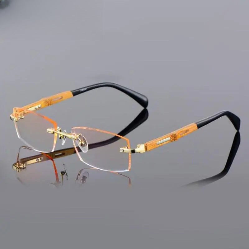 Men's Square Rimless Titanium Prescription Glasses 886 — view 5 | Rx Spectacle
