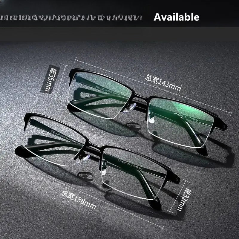 Unisex Square Semi-Rimless Titanium Prescription Glasses 611850 — view 2 | Rx Spectacle
