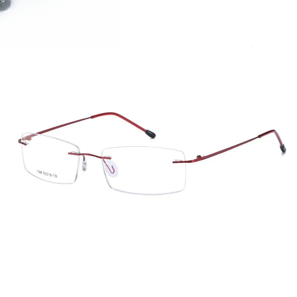 Men's Rectangular Rimless Titanium Prescription Glasses 1189 — view 13 | Rx Spectacle