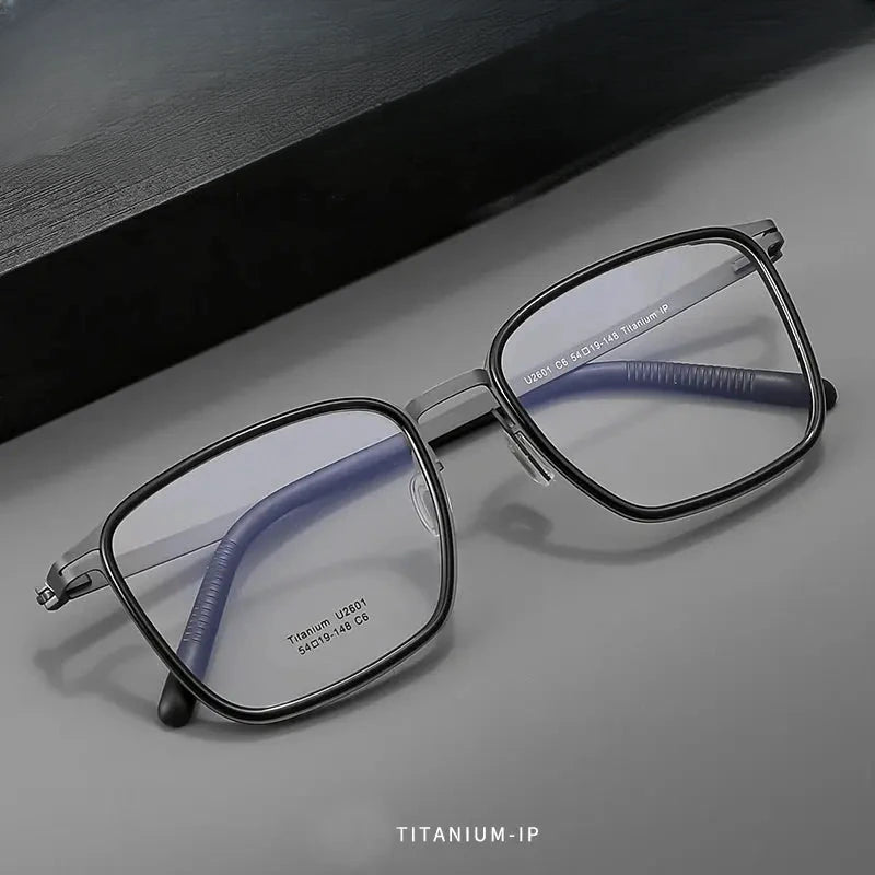 Unisex Square Full Rim Titanium Prescription Glasses J2601 — view 1 | Rx Spectacle