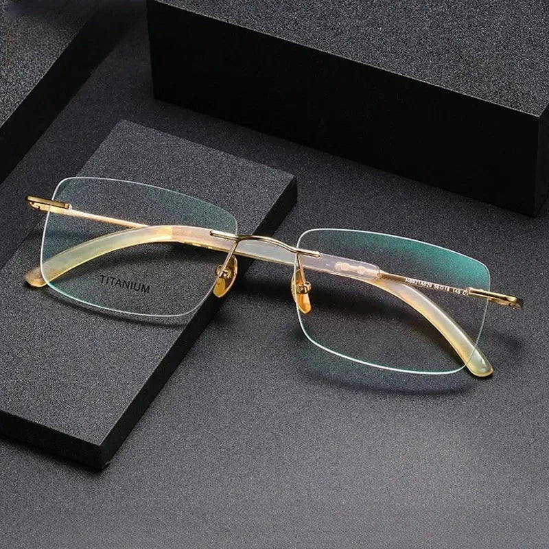 Men's Square Rimless Titanium Prescription Glasses 921029 — view 1 | Rx Spectacle