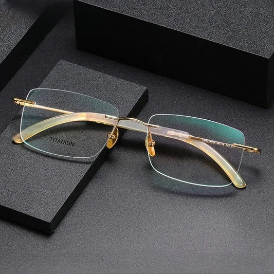 Men's Square Rimless Titanium Prescription Glasses 921029 — view 1 | Rx Spectacle