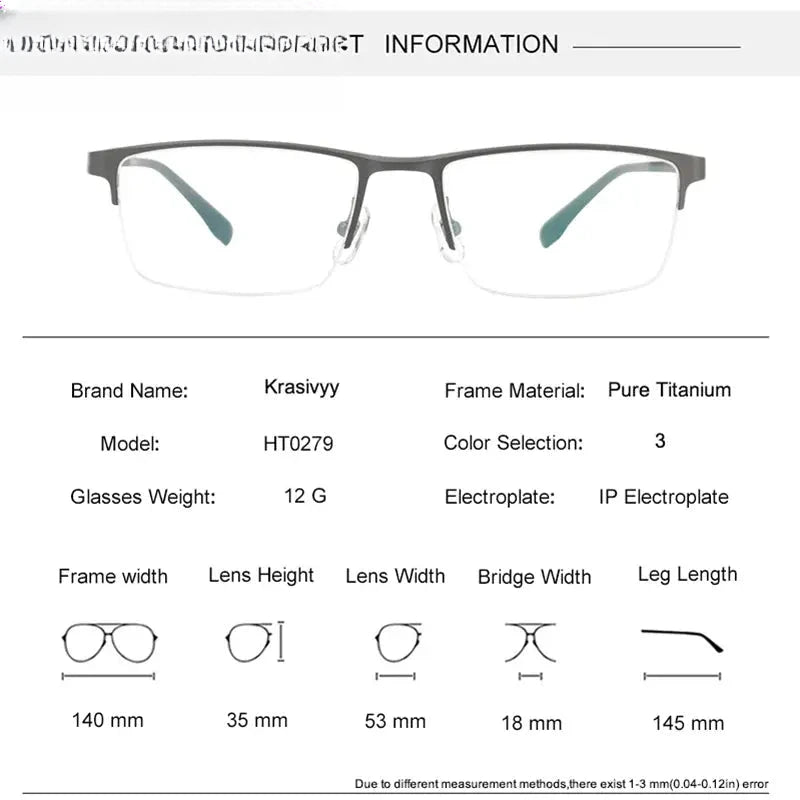 Unisex Square Semi-Rimless Titanium Prescription Glasses 30279 — view 2 | Rx Spectacle