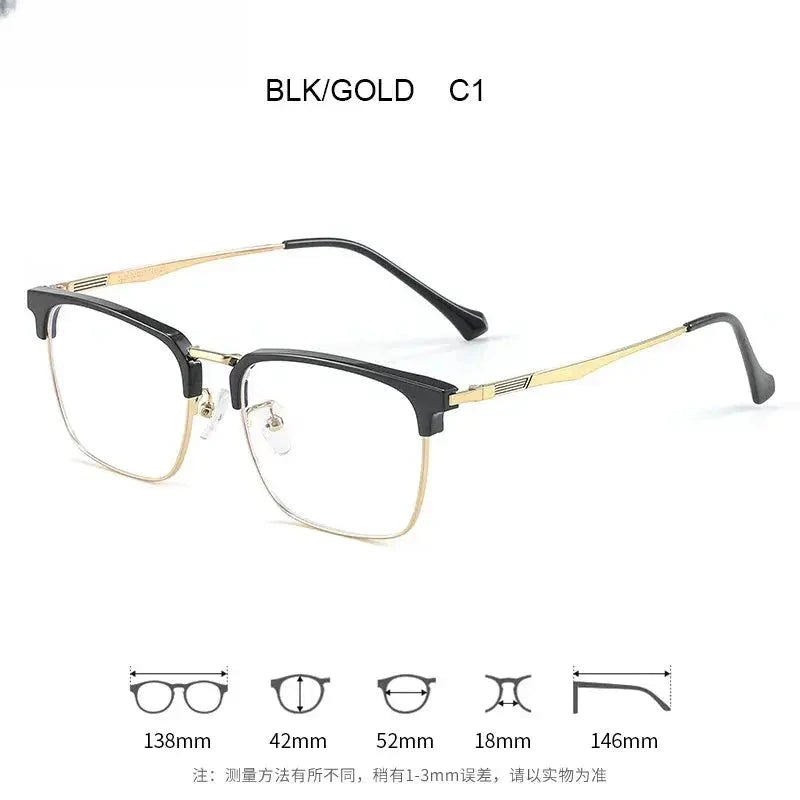 Men's Square Full Rim Alloy Reading Glasses Ke001 — view 5 | Rx Spectacle
