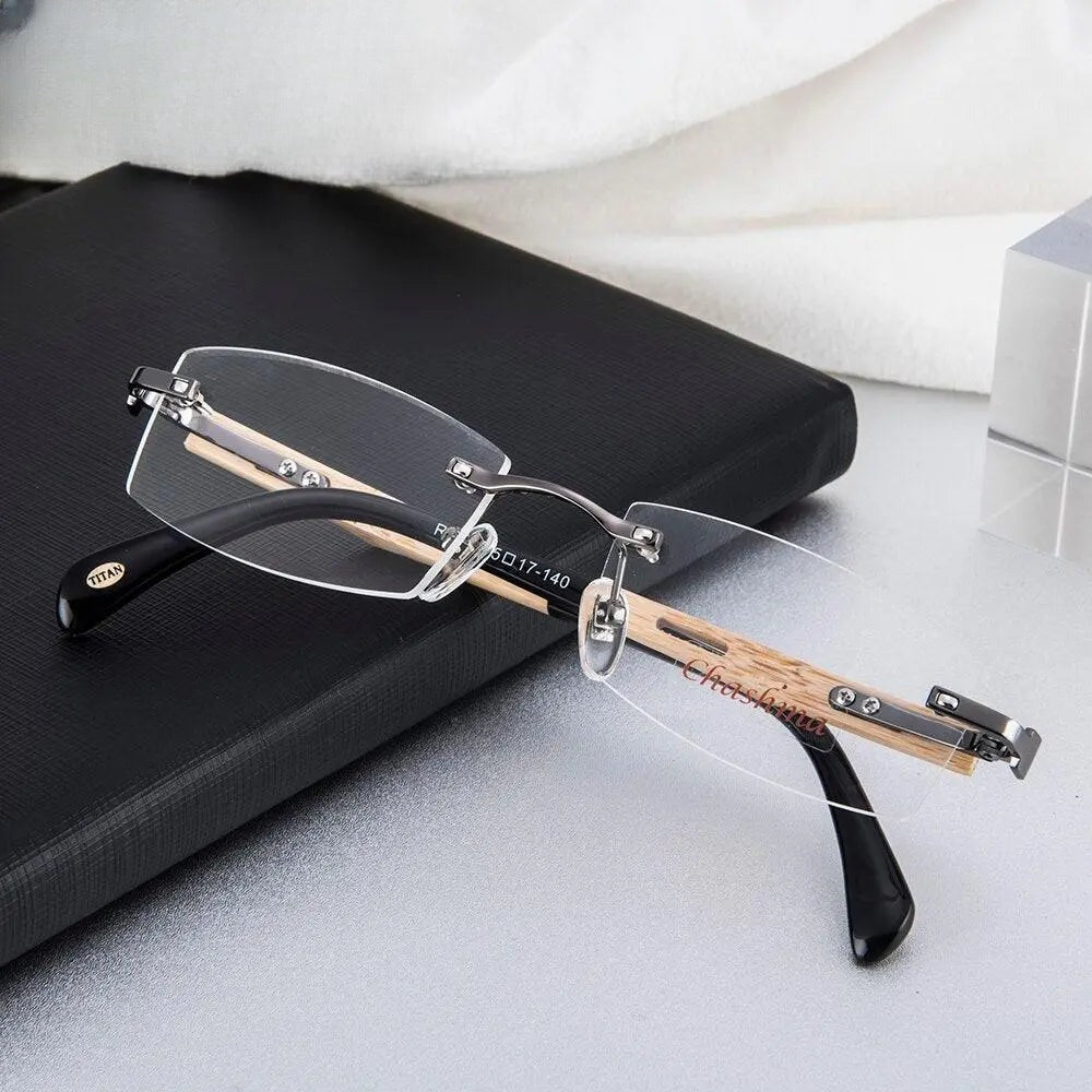 Men's Square Rimless Titanium Prescription Glasses 866 — view 8 | Rx Spectacle