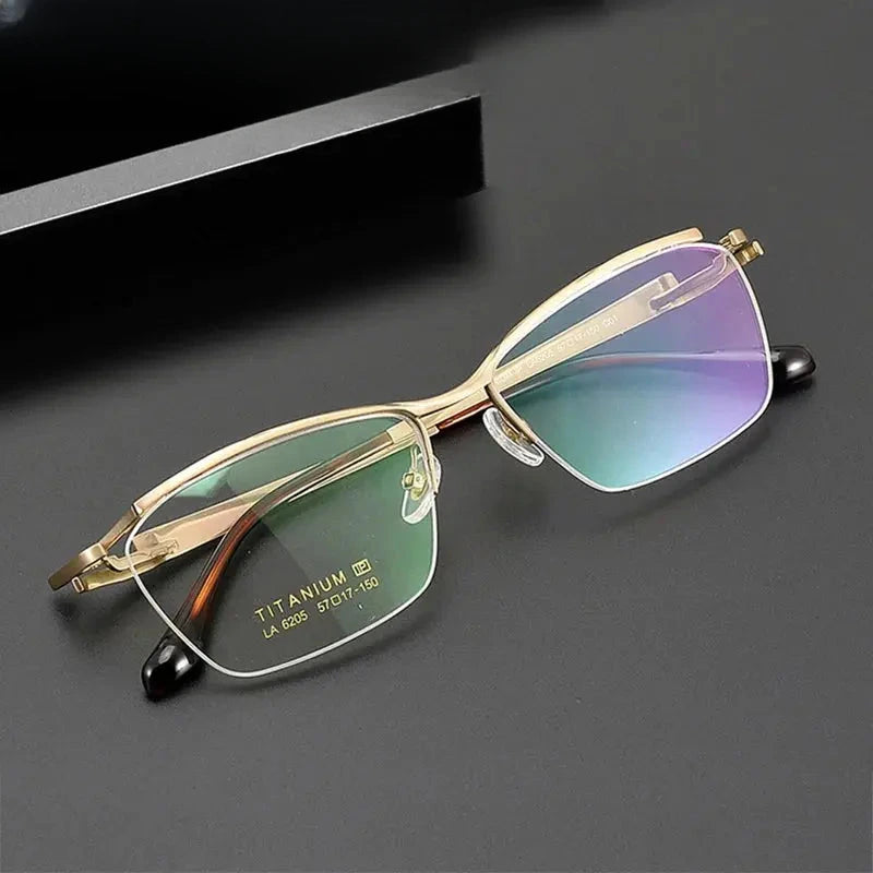 Men's Browline Semi-Rimless Titanium Prescription Glasses 62058 — view 2 | Rx Spectacle