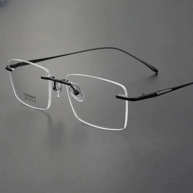 Unisex Square Rimless Titanium Prescription Glasses 409069 — view 6 | Rx Spectacle