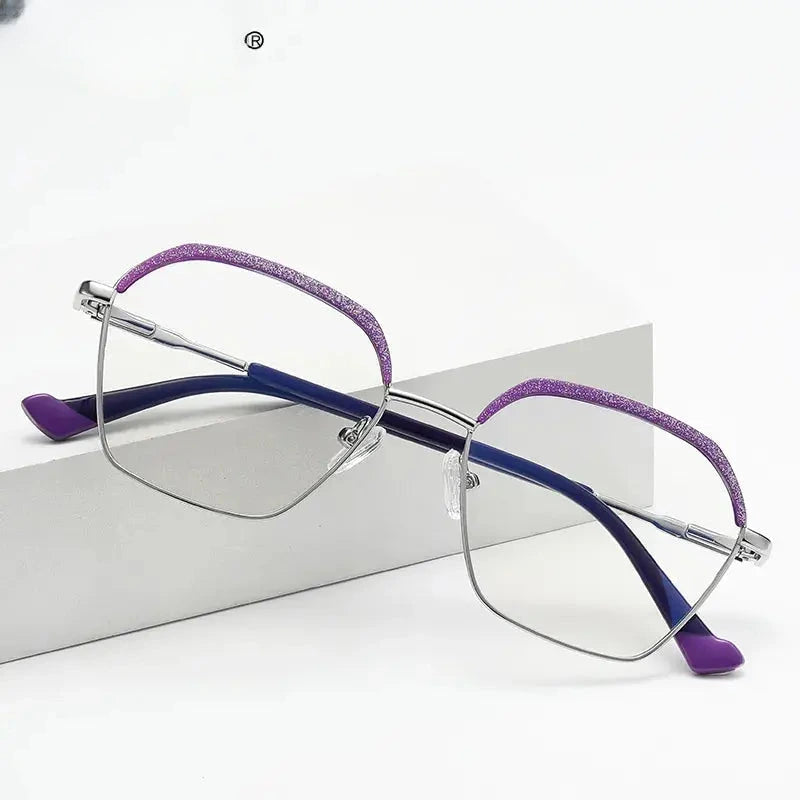 Women's Polygon Full Rim Alloy Reading Glasses 3017 — view 1 | Rx Spectacle