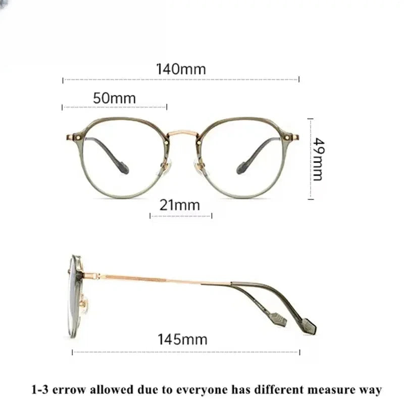 Unisex Oval Full Rim Titanium Flat Top Prescription Glasses 888076 — view 2 | Rx Spectacle